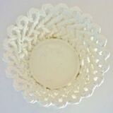 White enameled ceramic pot cover, braided, openwork, vintage