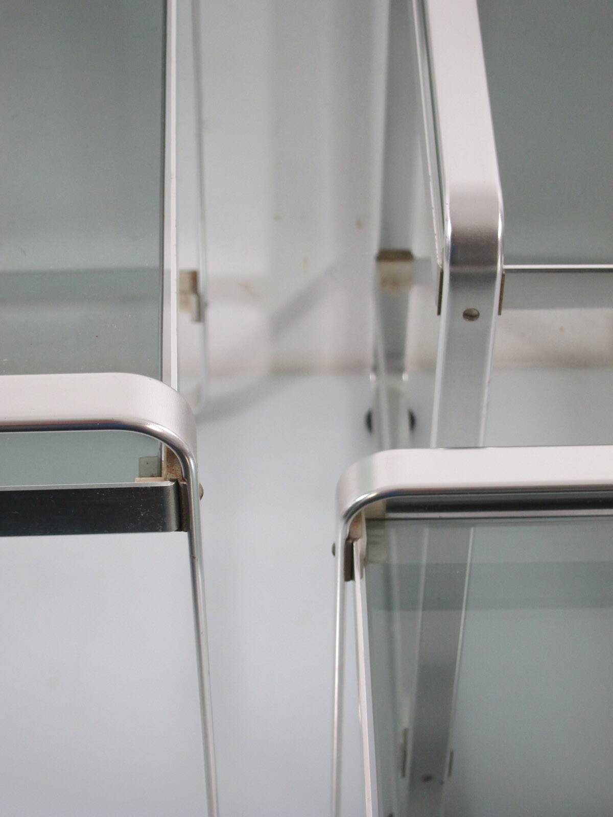 3 Seventies aluminium glass nesting tables