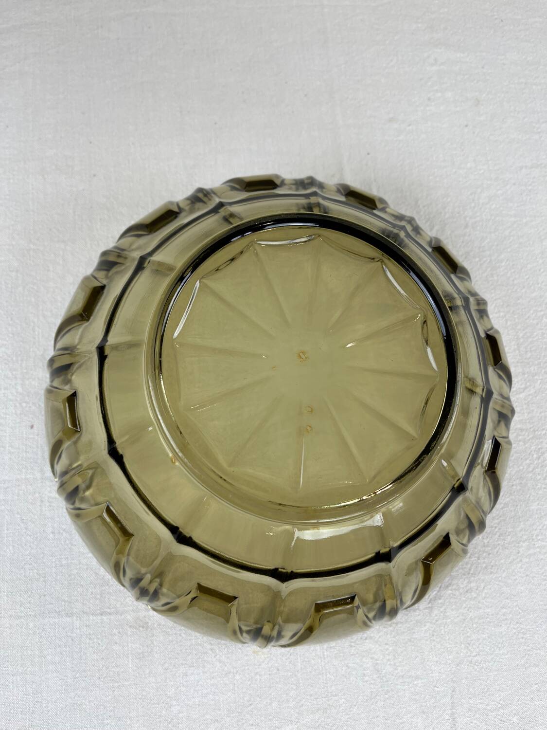 Smoked glass Art Deco salad bowl