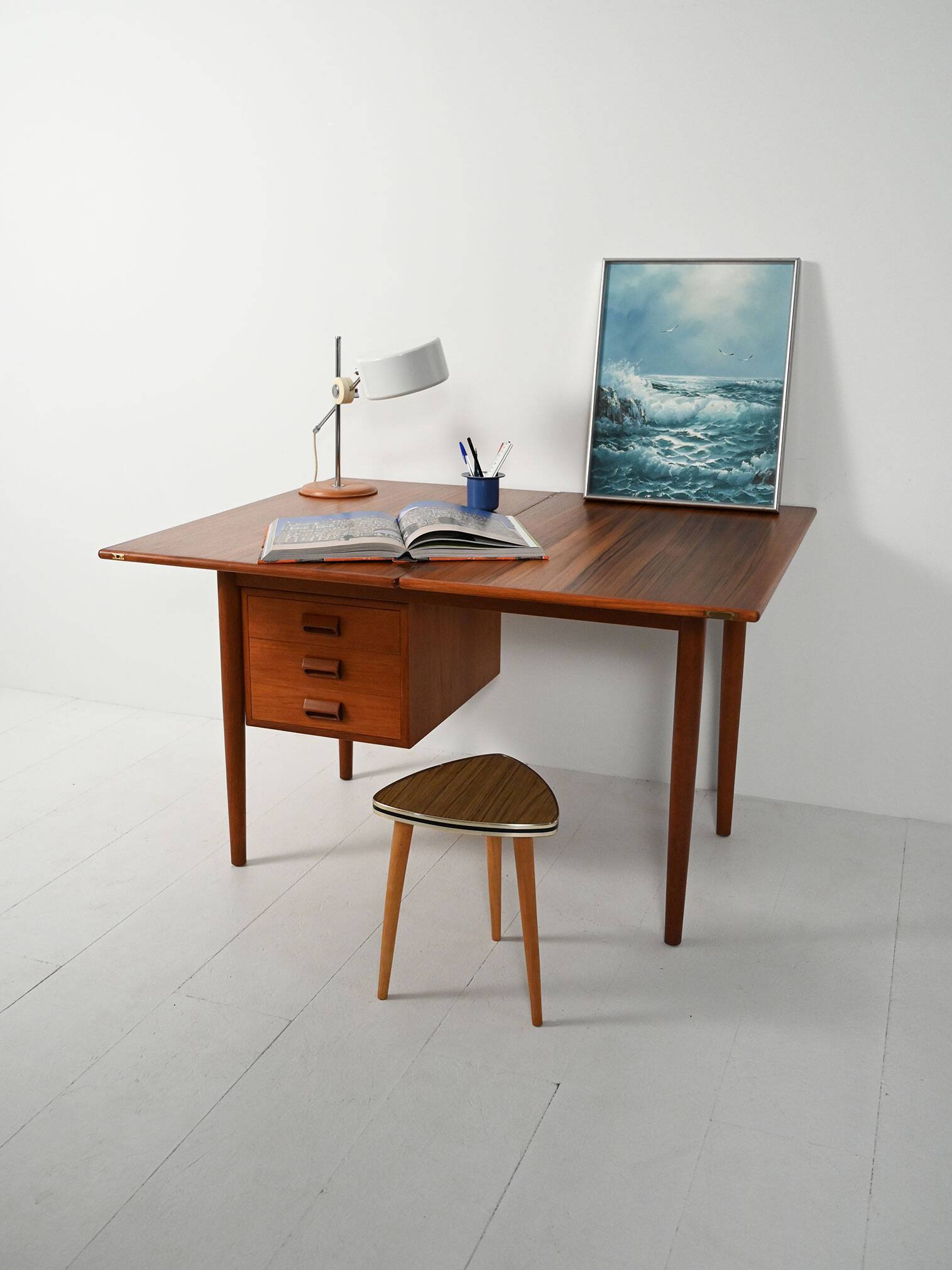 Scandinavian vintage teak flip-top desk
