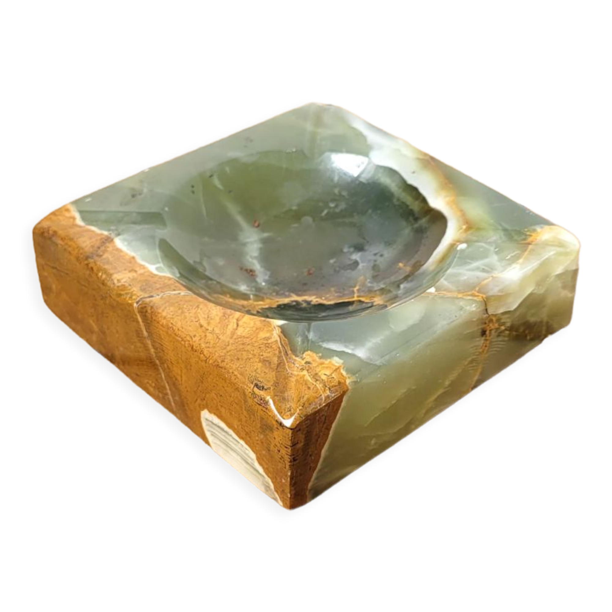 Marbled onyx stone ashtray