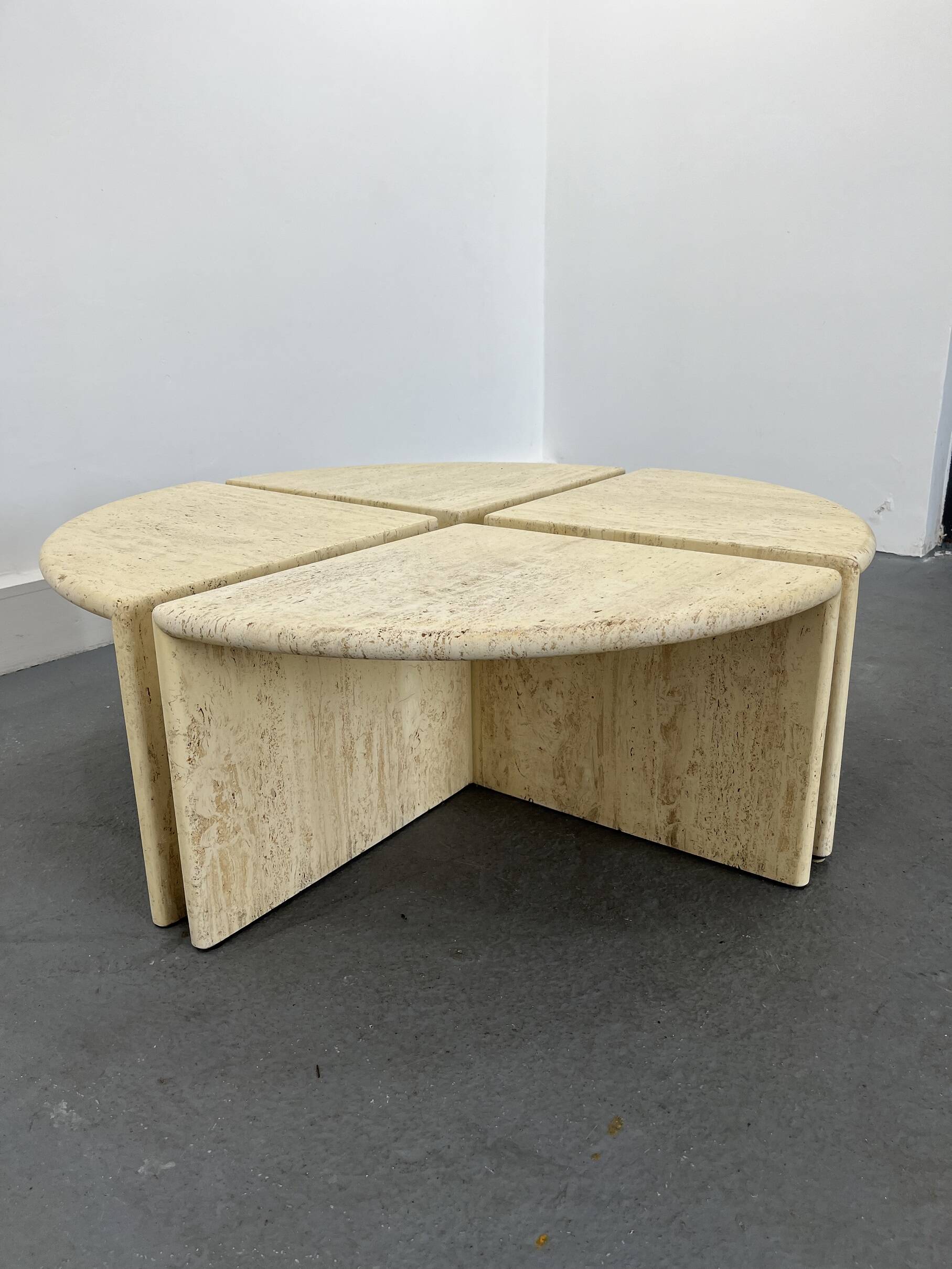 Italian Travertine Coffee or Side Tables, 1970s, Set of 4