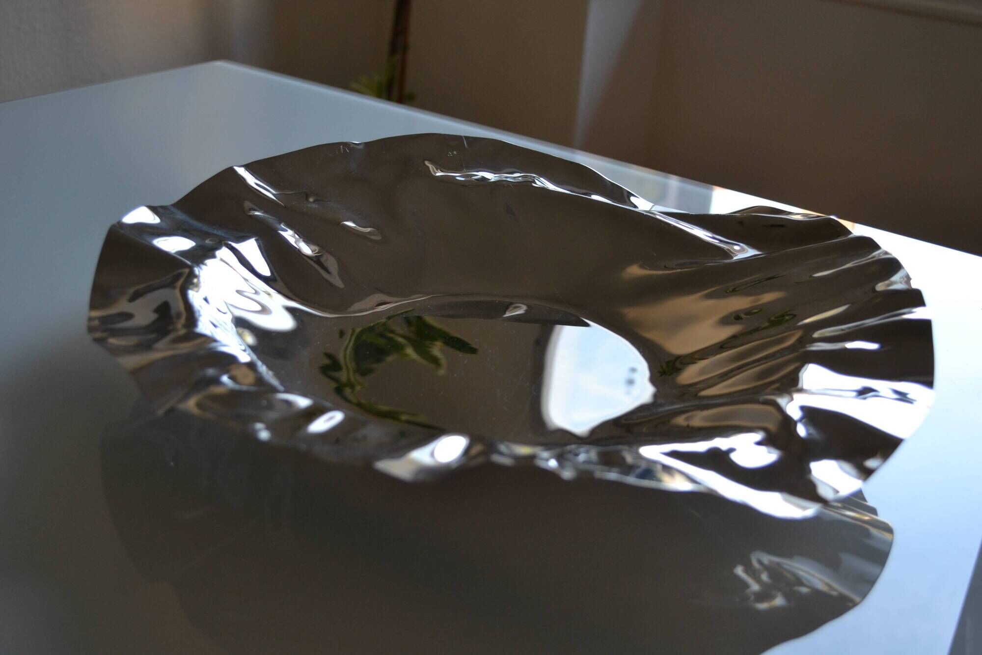 Large Alessi stainless steel bowl by Lluis Clotet 2001 Vintage Italy Diam. 38cm