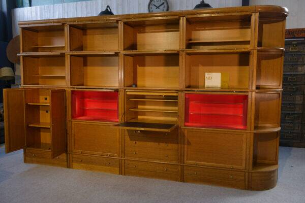 Modular furniture set by Pierre Cruege for Martin Dupuis in light oak, 1960