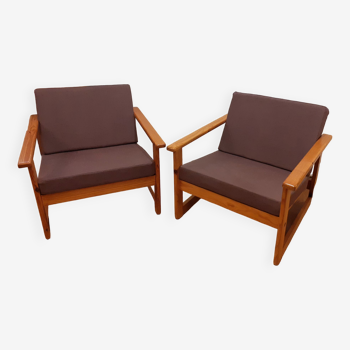 Pair of pine armchairs