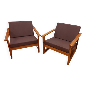 Pair of pine armchairs