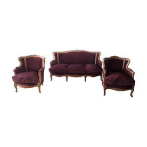 Lot de 2 bergères et d'une banquette
