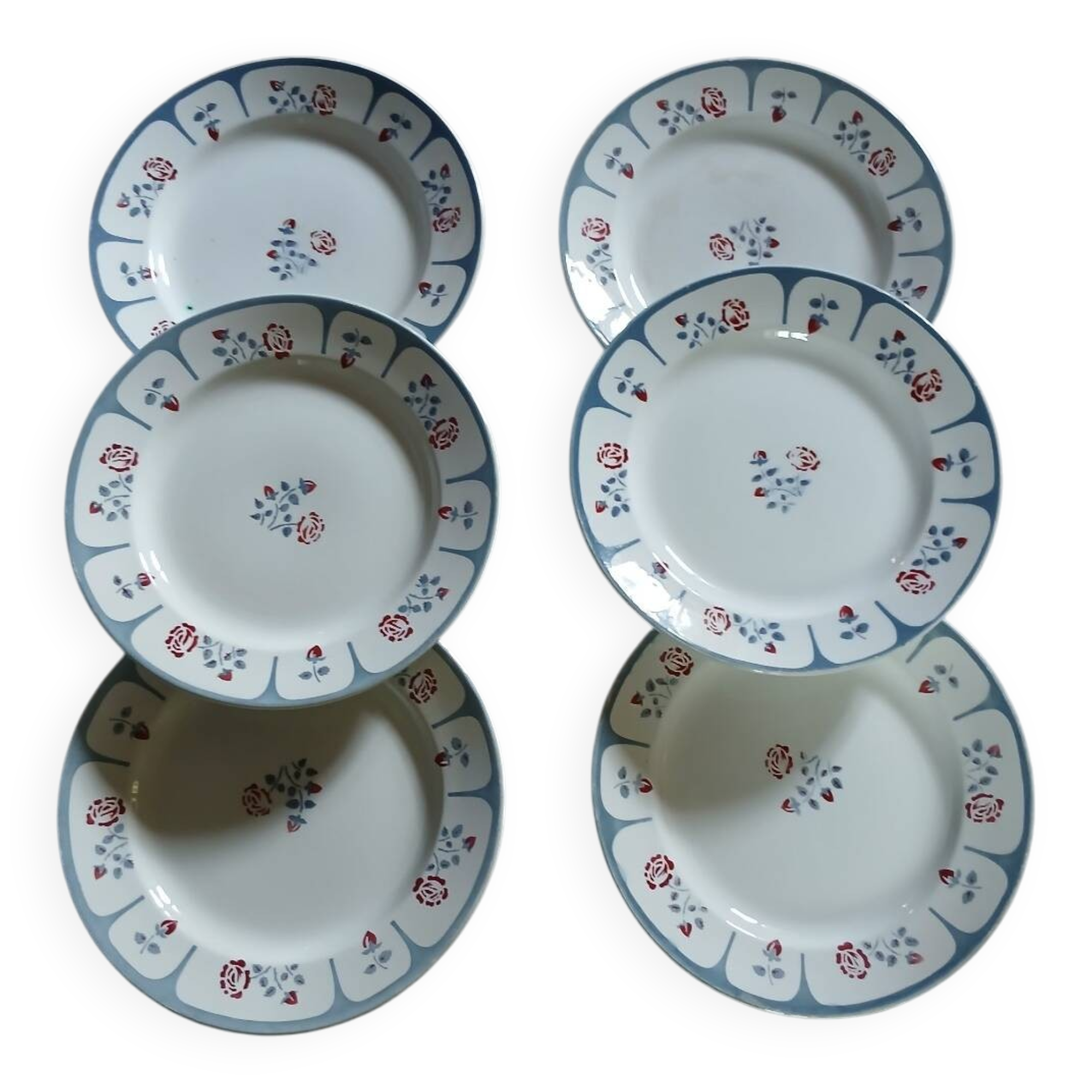 6 antique Saint Amand dessert plates