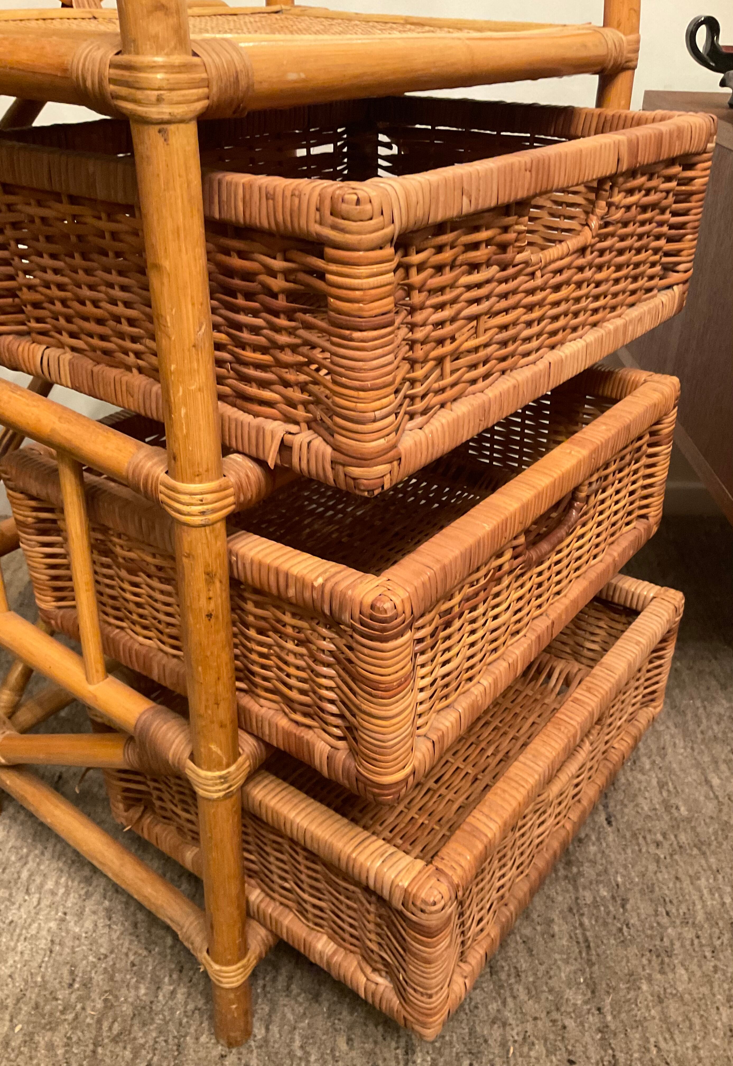 Vintage rattan storage cabinet from the 70s