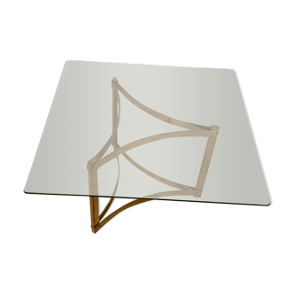 Table basse en métal doré, 1970s