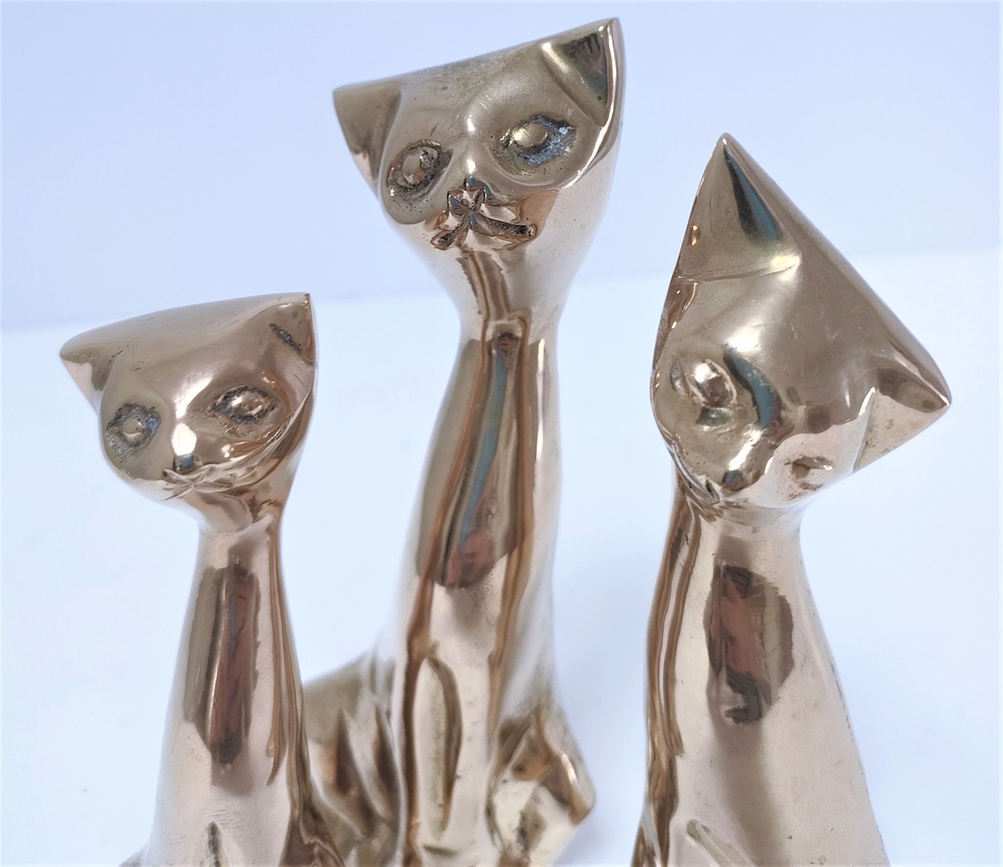 Trois chats laiton massif design années 80