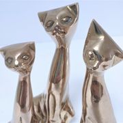 Trois chats laiton massif design années 80