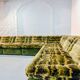 XL Woodstock Style Greenish Velvet Modular Sofa with Ottoman by Laauser 70s