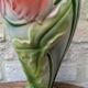 Antique large slipware vase decorated with anemones, Saint Clément, H30cm.