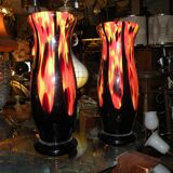 Pair of vases by antonin ruckl for kralik bohemia glass, 1930, 1940