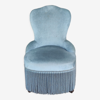 Fauteuil crapaud velours bleu