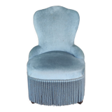 Old blue velvet toad armchair