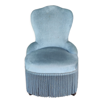 Fauteuil crapaud velours bleu