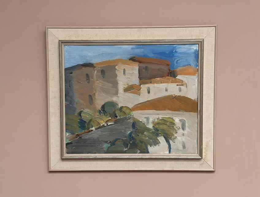 Original Swedish Oil On Canvas – “Cityscape” By Sven‑Erik Markhed