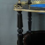 Blackened wooden stool, "Portrait of Louis XVI", Napoleon III - 19th century