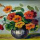 Oil on panel by S.Picquet bouquet of flowers still life XXe