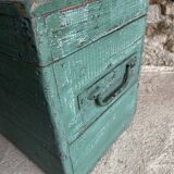 Patinated green wooden chest