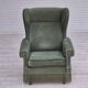 1970s, Danish wingback armchair, original condition, furniture velour, beech wood.