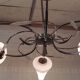 Lustre 6 feux moderniste en laiton doré - années 50/60