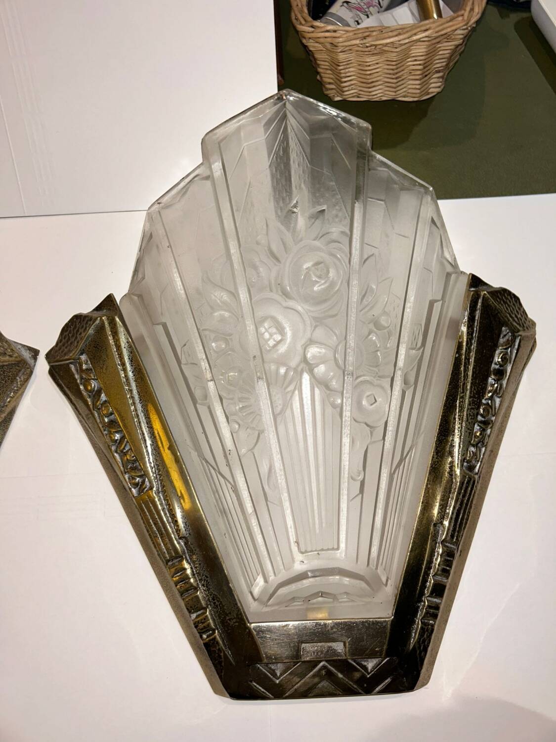 Paire d'appliques Art Déco Verrerie des Hanots