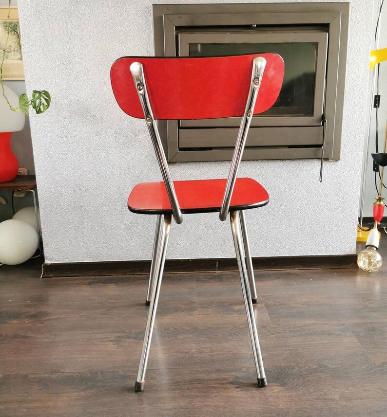 Chaise vintage rouge Formica 1970