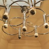 Sciolari chrome metal ceiling light with 8 light sources.