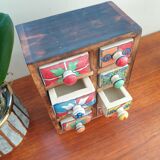 Vintage box with wood and ceramic drawers