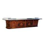 Large early 20th century inlaid wood bar counter - 410cm