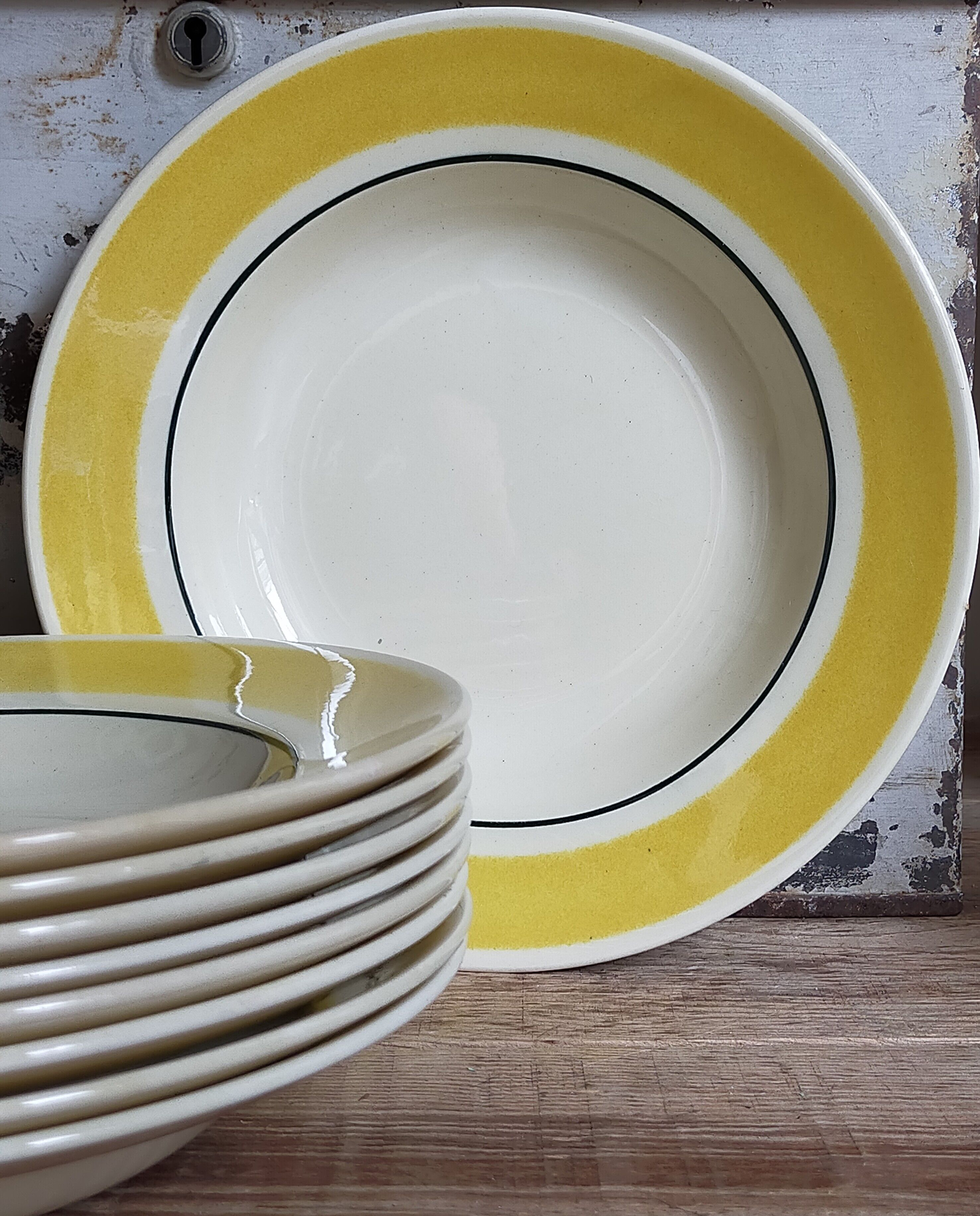 Nine plates faience of gien creation primefleur service caroline vintage