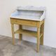 Coiffeuse ancienne en bois peint et marbre blanc – Farrow & Ball n°66