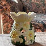 Bougeoir en barbotine fleur