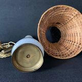 Napoleon III starry opaline lamp and rattan lampshade