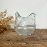 Vintage glass Hen sugar bowl