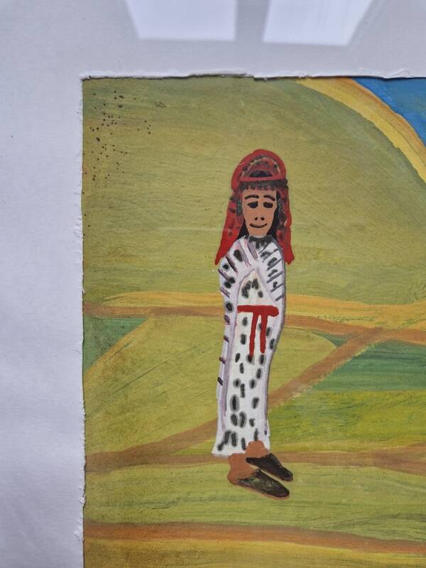 Saïd Aït Youssef (1920-1986) - Gouache sur papier - Personnages en campagne