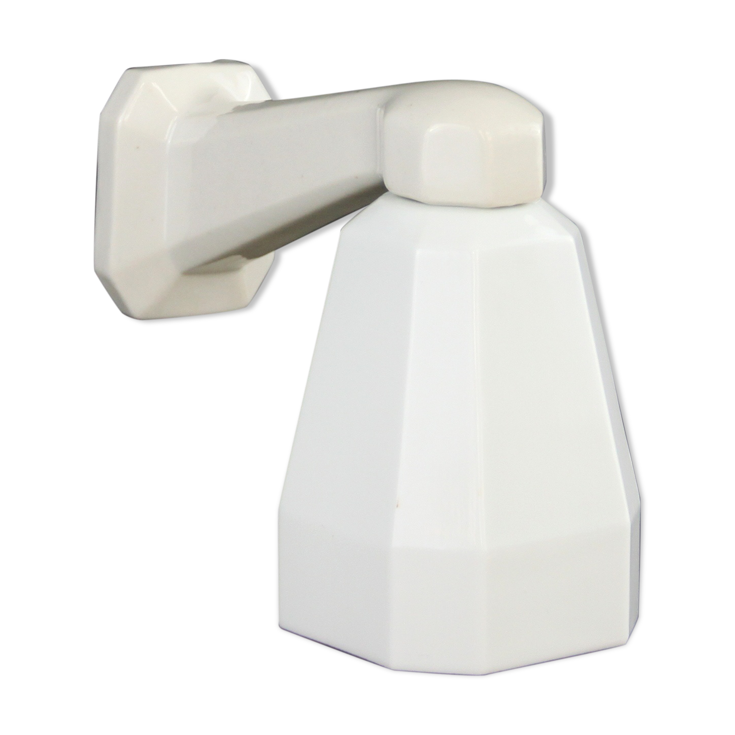 Applique murale col de cygne porcelaine, tulipe en verre opaline