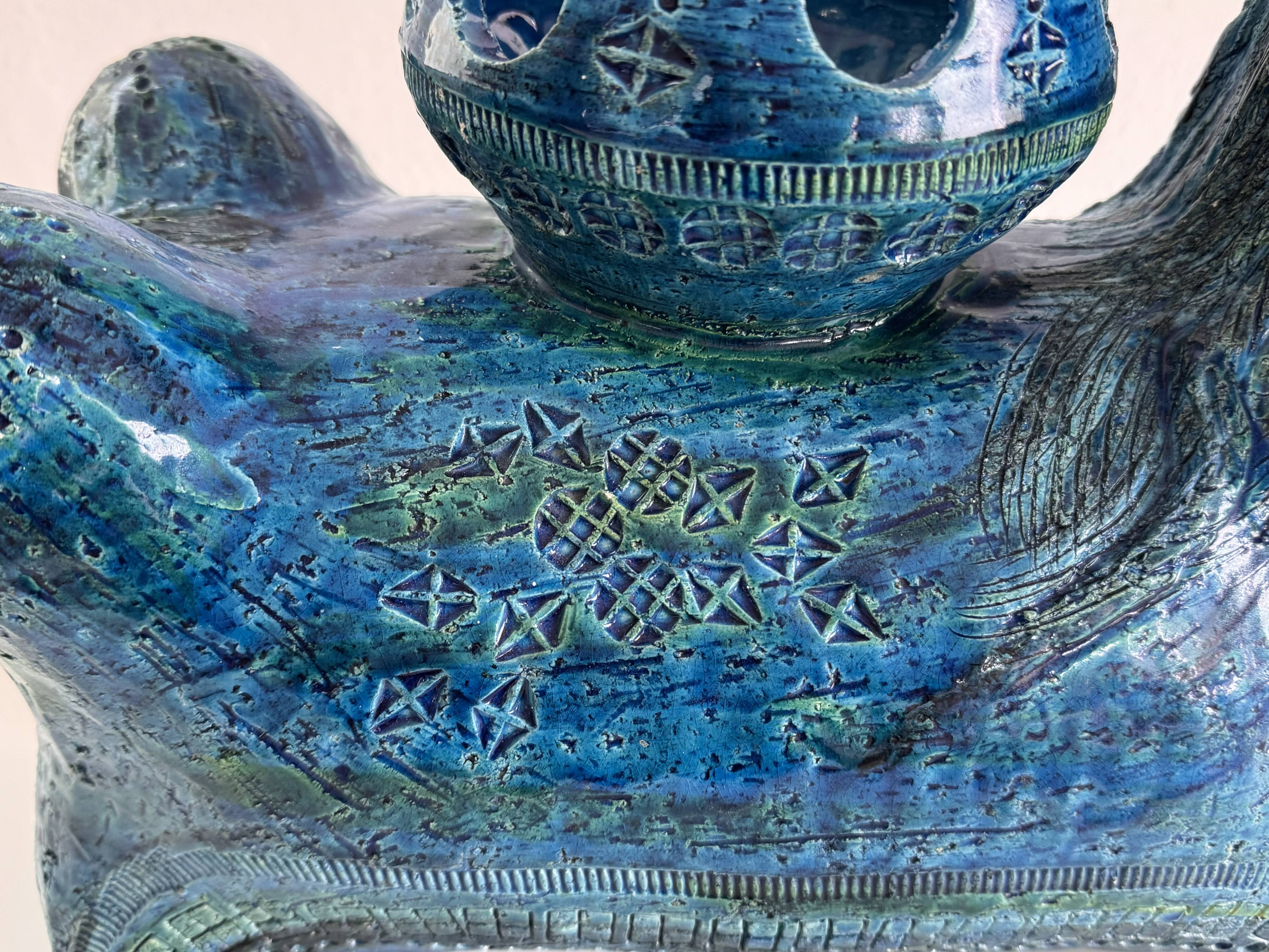 Aldo Londi for Bitossi Rimini Blu Ceramic Plant Centaur Sculpture, Italy, 1