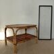 Vintage coffee table / side table in rattan and bamboo – 1960s