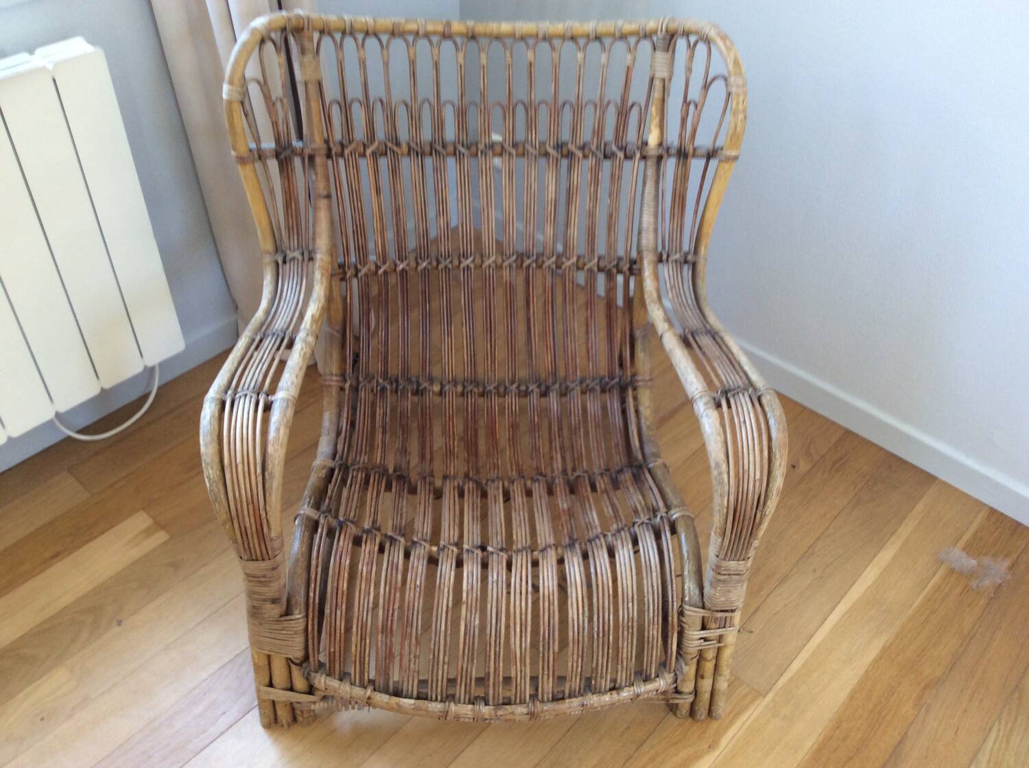 Rattan wicker armchair from the 60s/70s
