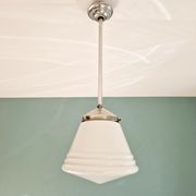 Art Deco pendant lamp in conical white opaline, 1920s-30s