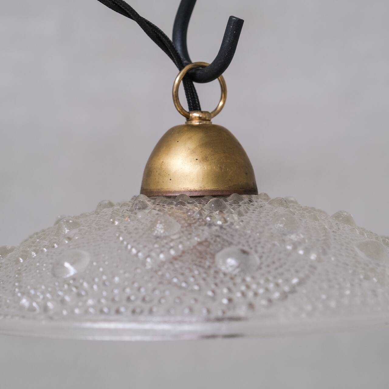 Brass and Glass Mid-Century Pendant Lights (7 Available)