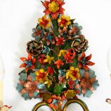 A pair of beautiful 1960s hand-painted and gilded metal wall lamps by Hans