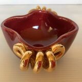 Burgundy and gold ceramic ring size