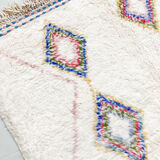 Moroccan Berber carpet azilal ecru with colored diamonds 195x132cm