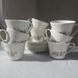 Vintage Pontesa coffee service - 8 cups and saucers - Floral pattern - Perfect condition