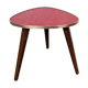 Triangular pedestal table small red table asymmetrical shape vintage tripod plant door